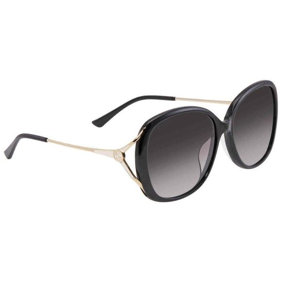 NEW Gucci Grey and Gold Oval Women's Sunglasses - Picture 1 of 4